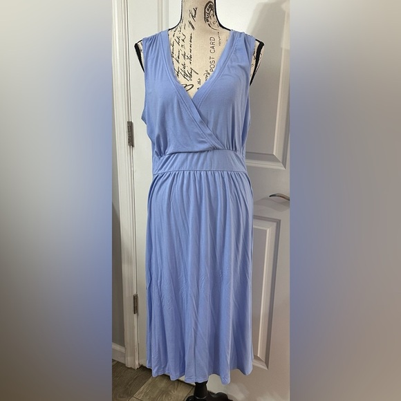 ๐ Womenโs L.L. Bean Sleeveless Midi Dress โ Blue, Rayon Stretch, Size Large ๐ - Picture 8 of 11